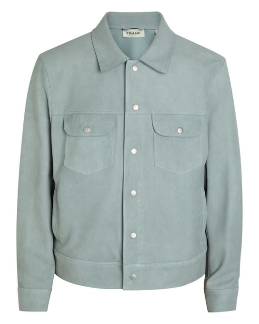 FRAME Blue Suede Trucker Jacket for men