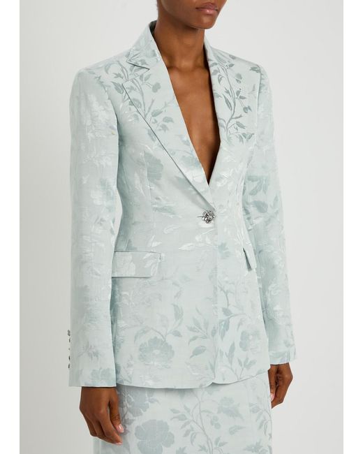 Patrick Mcdowell Blue Alice Floral-Jacquard Woven Blazer