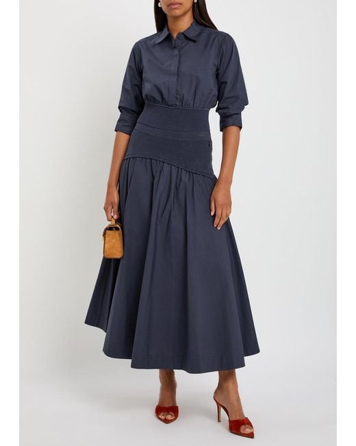 Jonathan Simkhai Blue Stiles Cotton-Poplin Cropped Shirt