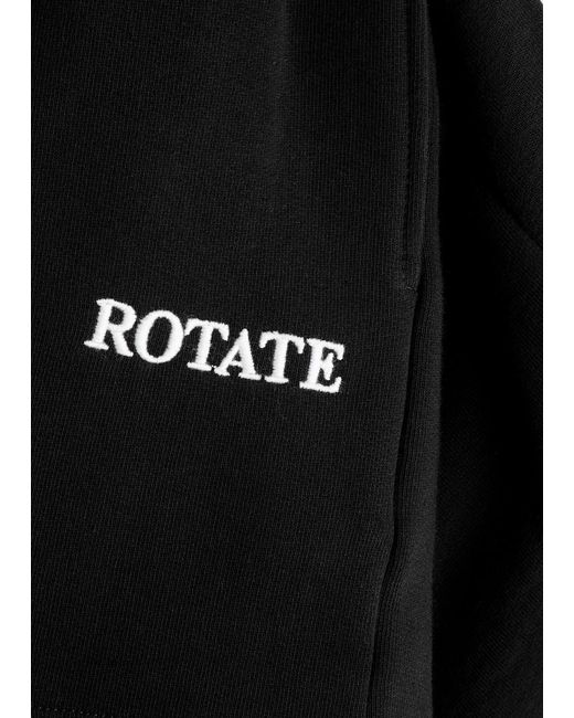 ROTATE SUNDAY Black Logo-Embroidered Cotton Shorts