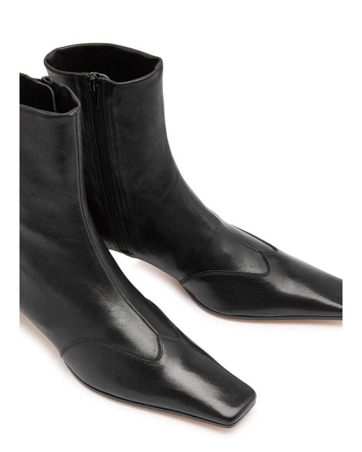 Khaite Black Nevada 40 Designer Leather Ankle Boots Uk3