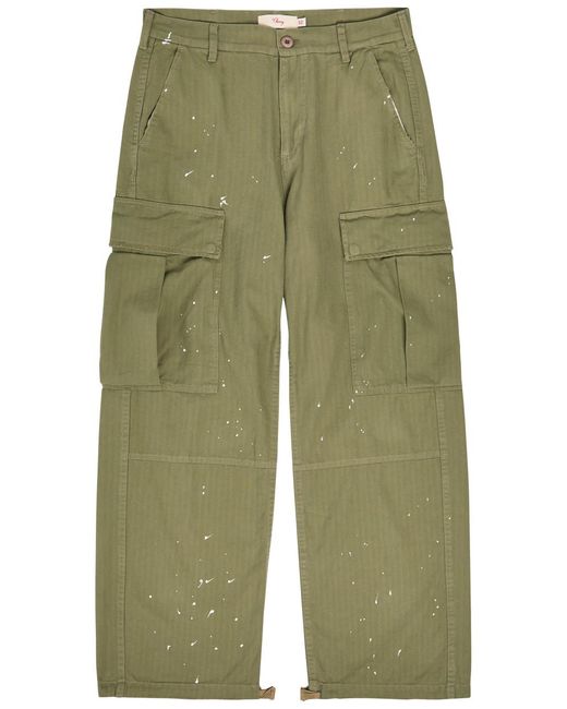 CHERRY LA Green Paint-Effect Wide-Leg Cargo Trousers for men