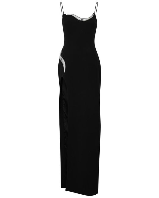 David Koma Black Embellished Crepe Maxi Dress