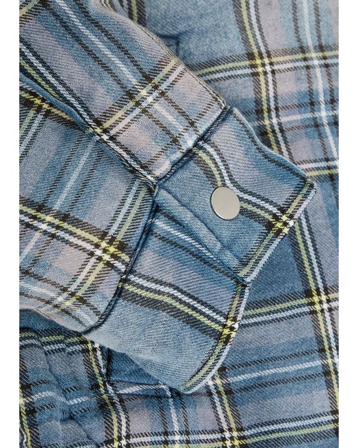 Cole Buxton Blue Checked Cotton Jacket for men