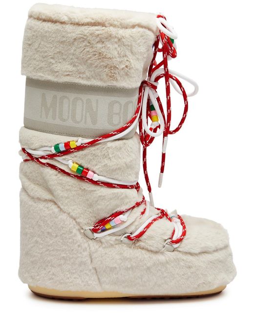 Moon Boot Gray Icon Padded Faux Fur Snow Boots