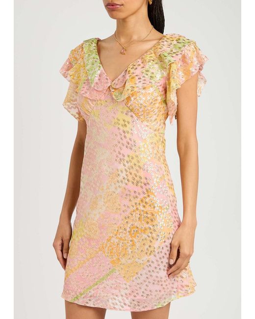 Never Fully Dressed Pink Tilda Printed Chiffon Mini Dress