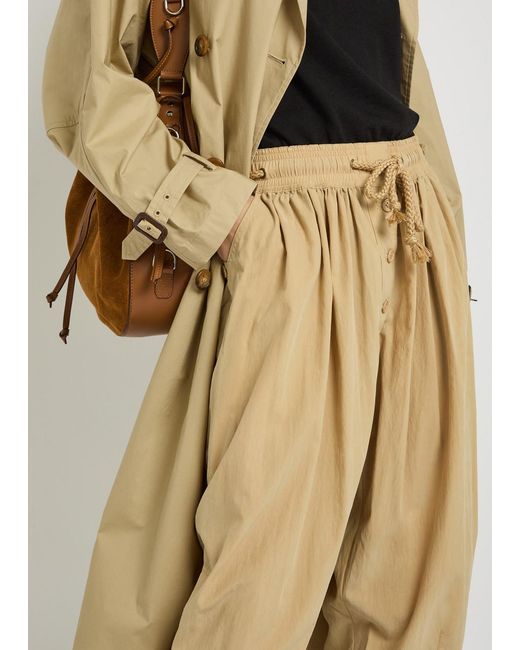 Isabel Marant Natural Falcona Drawstring Woven Trousers