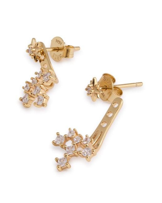 Astrid & Miyu White Cosmic Crystal 18Kt-Plated Drop Earrings