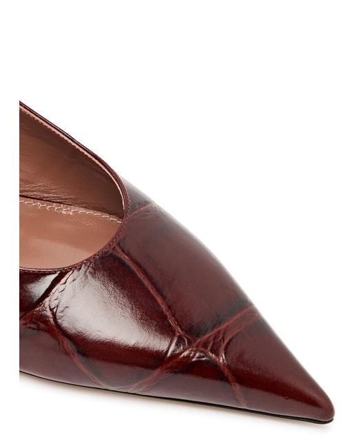 Paris Texas Brown Jessica 35 Crocodile-Effect Leather Slingback Pumps