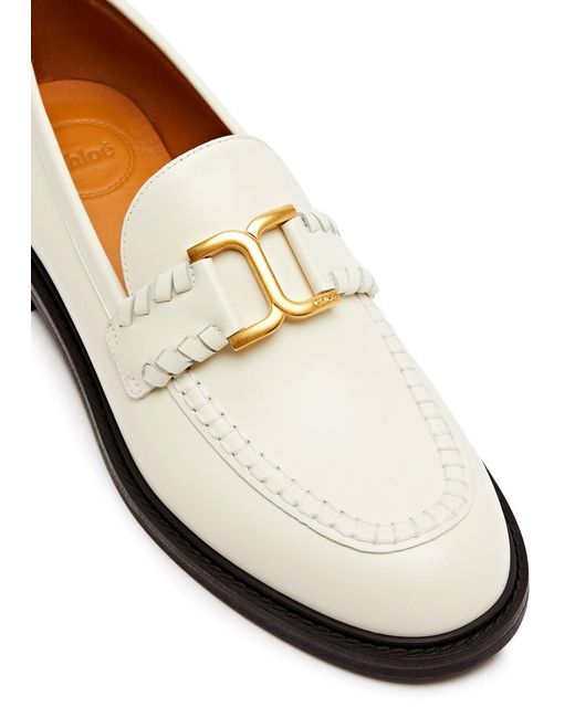 Chloé White Chloe Marcie Leather Loafers