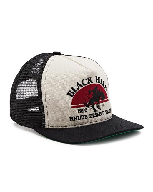 Rhude Black Hills Canvas Trucker Cap for men
