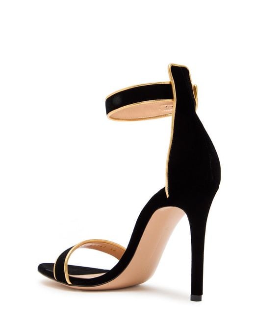 Gianvito Rossi Black 105 Metallic-Trim Velvet Sandals
