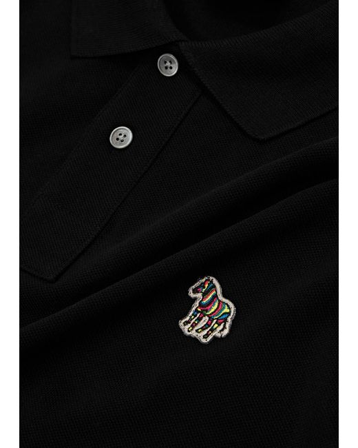 PS by Paul Smith Black Logo Piqué Cotton Polo Shirt for men