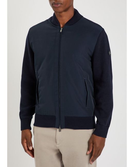 Boss Blue Levaio Quilted Cotton And Shell Bomber Jacket for men