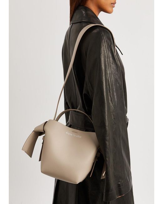 Acne Gray Musubi Mini Leather Shoulder Bag