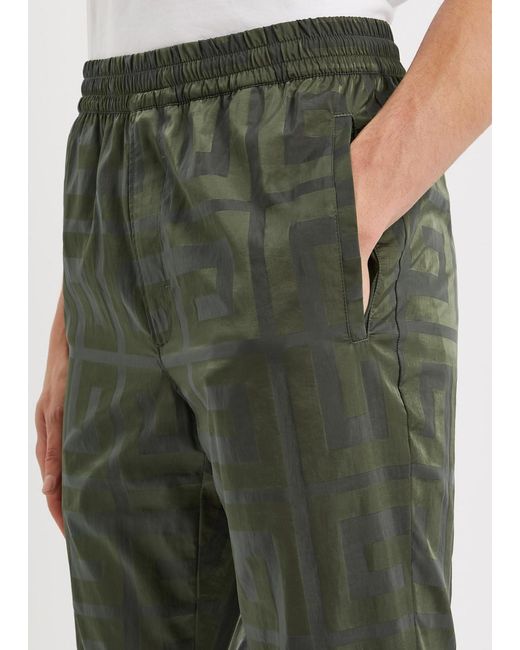 Givenchy Green 4g Logo-jacquard Shell Sweatpants for men