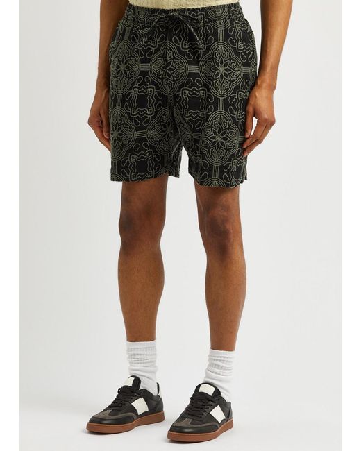 Wax London Gray Kurt Embroidered Cotton-blend Shorts for men