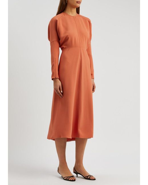 Victoria Beckham Orange Panelled Midi Dress