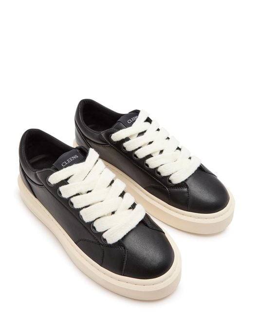 Cleens Black Ace Chunky-Lace Leather Sneakers for men