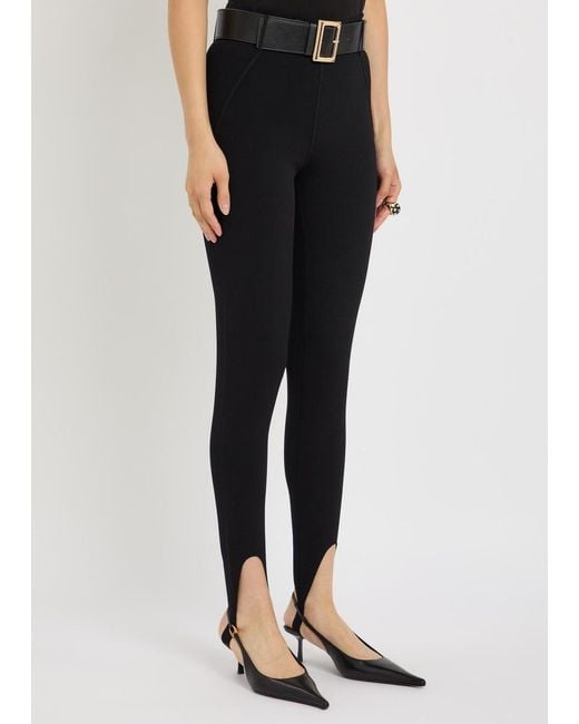 Self-Portrait Black Stirrup Belted Knit Leggings