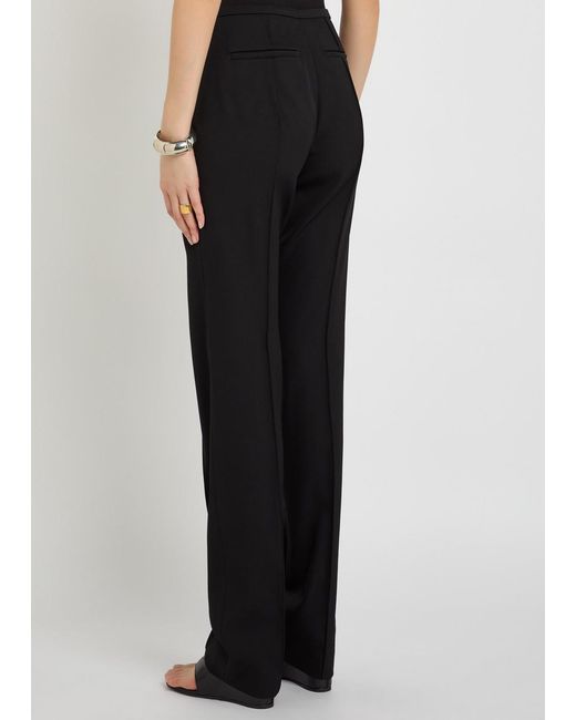 Another Tomorrow Black Slim-Leg Stretch-Wool Trousers