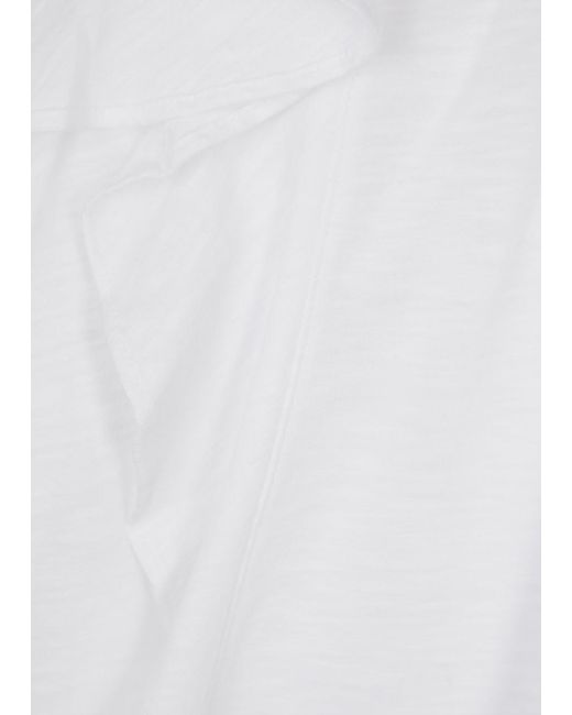 Veronica Beard White Bea Ruffled Cotton T-shirt