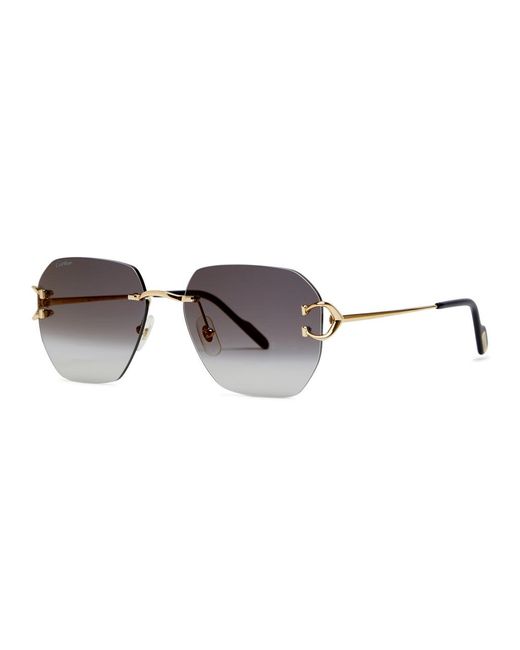 Cartier Metallic Rimless Square-frame Sunglasses