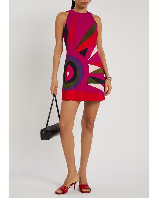 Emilio Pucci Pink Abito Printed Cady Mini Dress