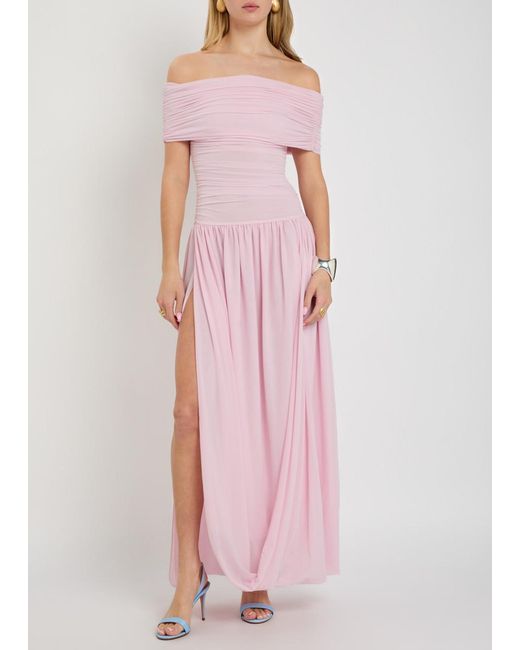 Ronny Kobo Pink Irulan Ruched Stretch-Jersey Maxi Dress