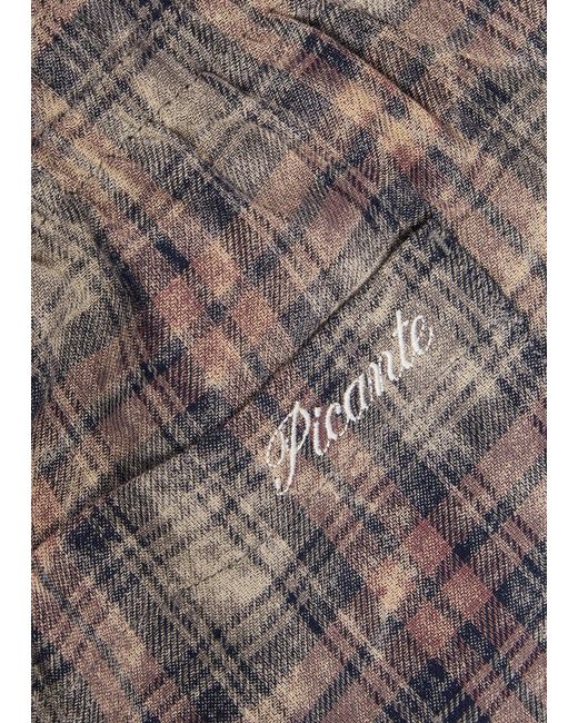 Picante Brown Rocco Checked Cotton Shorts for men