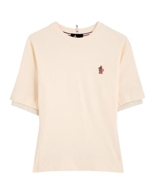Moncler Natural Logo-Appliquéd Stretch-Cotton T-Shirt