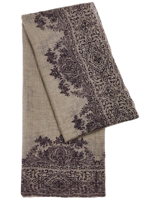 Denis Colomb Gray Mughal Fuzzy Feutre Cashmere Scarf