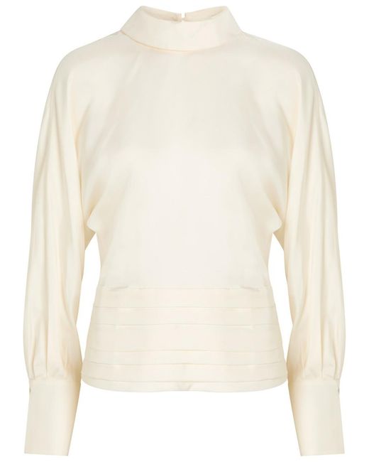 Rohe White Tuxedo Reversed-Collar Silk Top