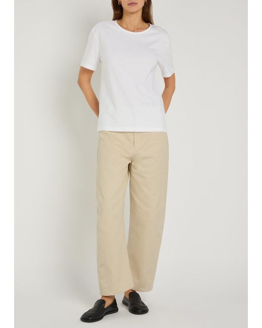 Maria McManus Natural Bow Crop Barrel-Leg Jeans