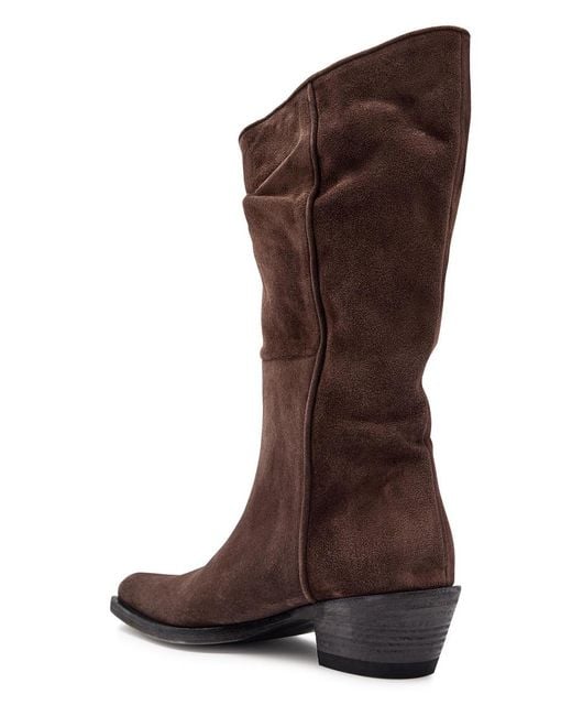 Khaite Brown Clive 35 Draped Suede Mid-Calf Boots