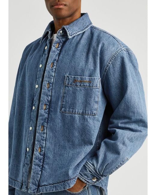 Jacquemus Blue La Chemise Boulanger Padded Denim Overshirt for men