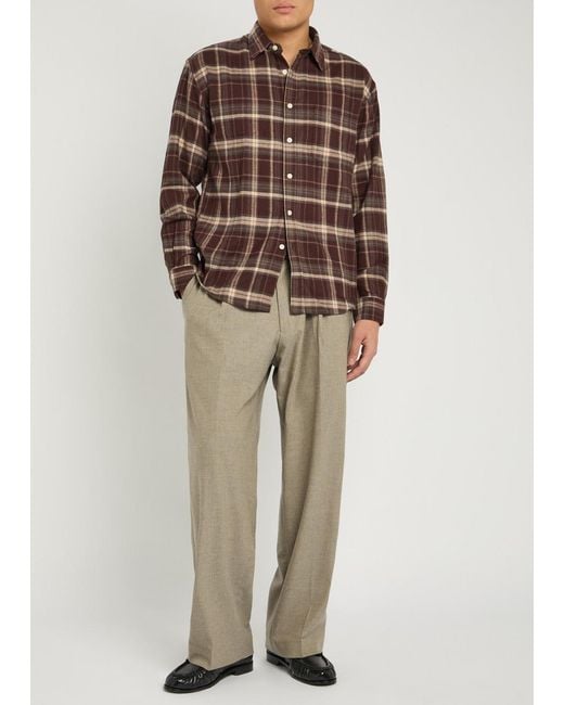 NN07 Brown Deon Plaid Cotton Shirt for men