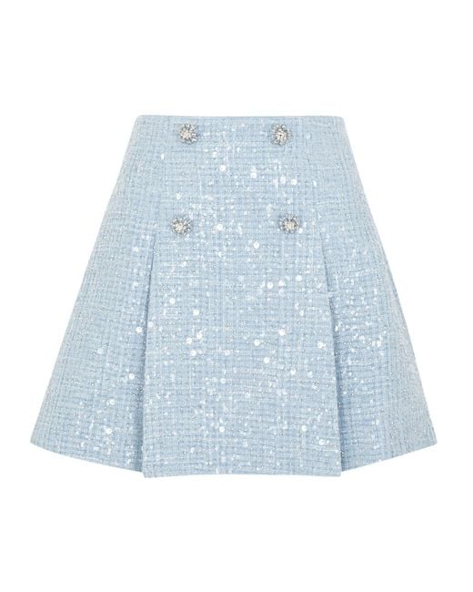 ミニスカート SELF PORTRAIT Embellished fabric mini skirt Self-Portrait Sequin-embellished Bouclé Tweed Mini Skirt in