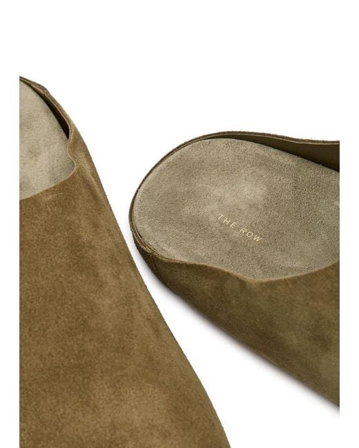 The Row Green Hudson Suede Sliders