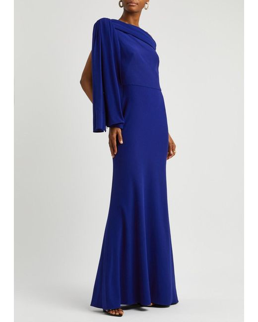 Alexander McQueen Blue Off-the-shoulder Draped Gown