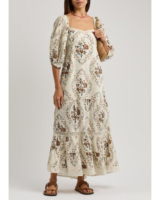 Free People Natural All The Attitude Floral-Print Cotton Maxi Dress
