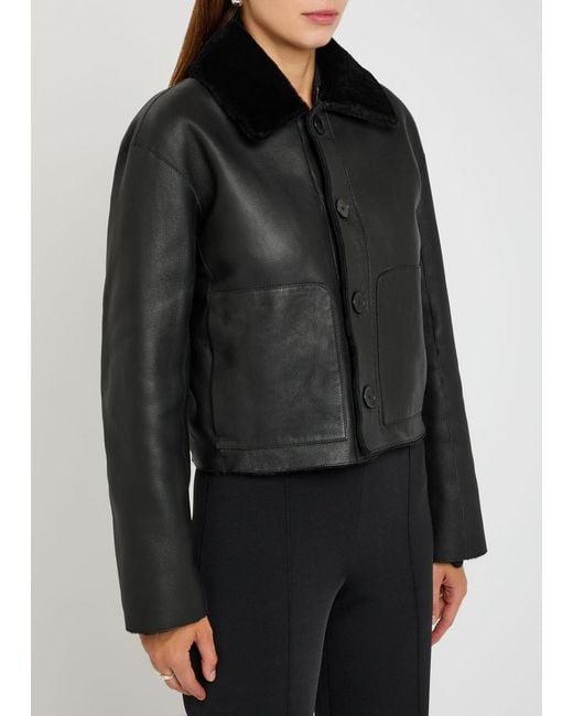 Joseph Black Alloway Reversible Shearling And Leather Jacket