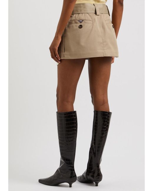 MERYLL ROGGE Natural Belted Twill Mini Skirt