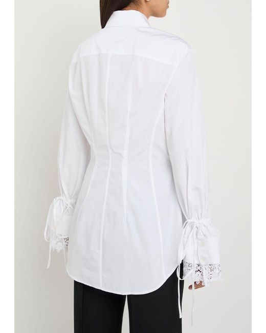 Erdem White Lace-Trimmed Cotton-Poplin Shirt