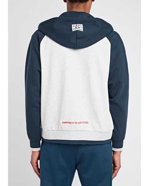 Aape Blue College Colour-Block Hooded Sweatshirt for men