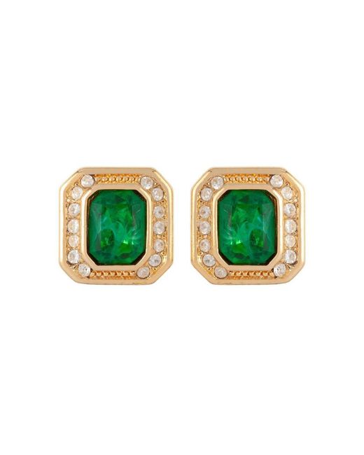 Susan Caplan Green 1980S Vintage Christian Dior Faux Emerald Earrings
