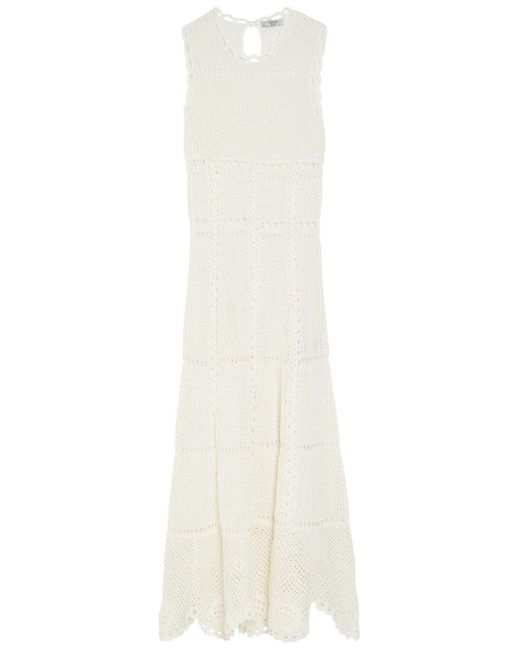 Erdem White Scalloped Crochet Cotton Maxi Dress