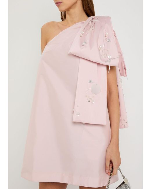 BERNADETTE Pink Winnie Bow-Embellished Taffeta Mini Dress