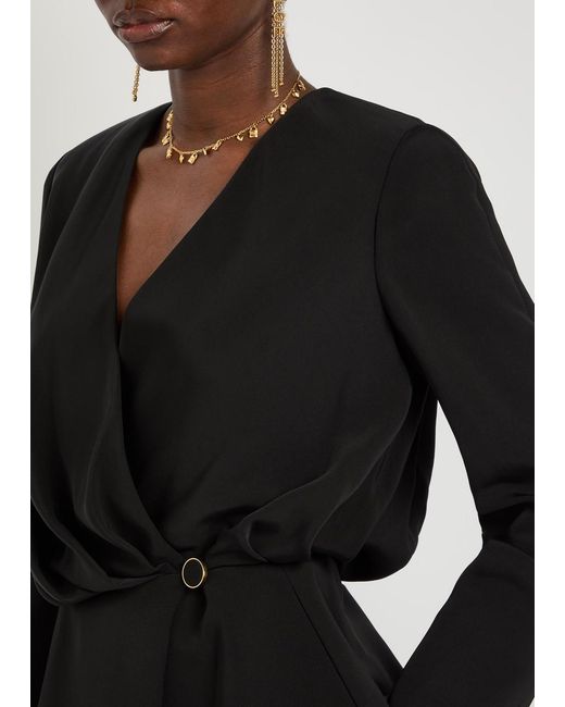 Chloé Black Draped Woven Wrap Blouse