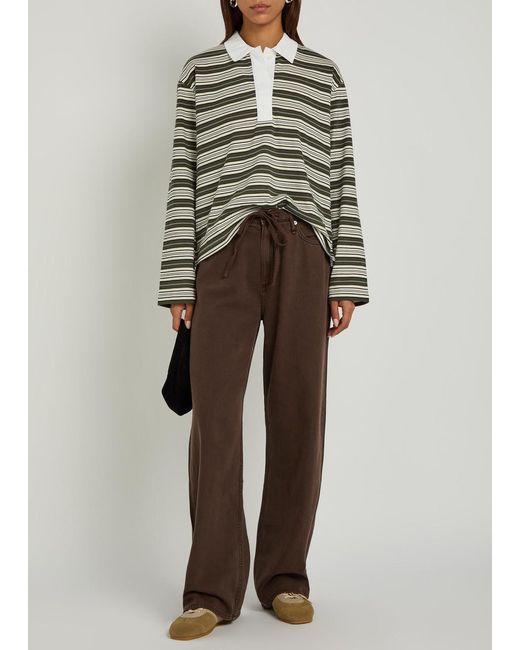 Rag & Bone Green Kelly Striped Cotton Polo Top